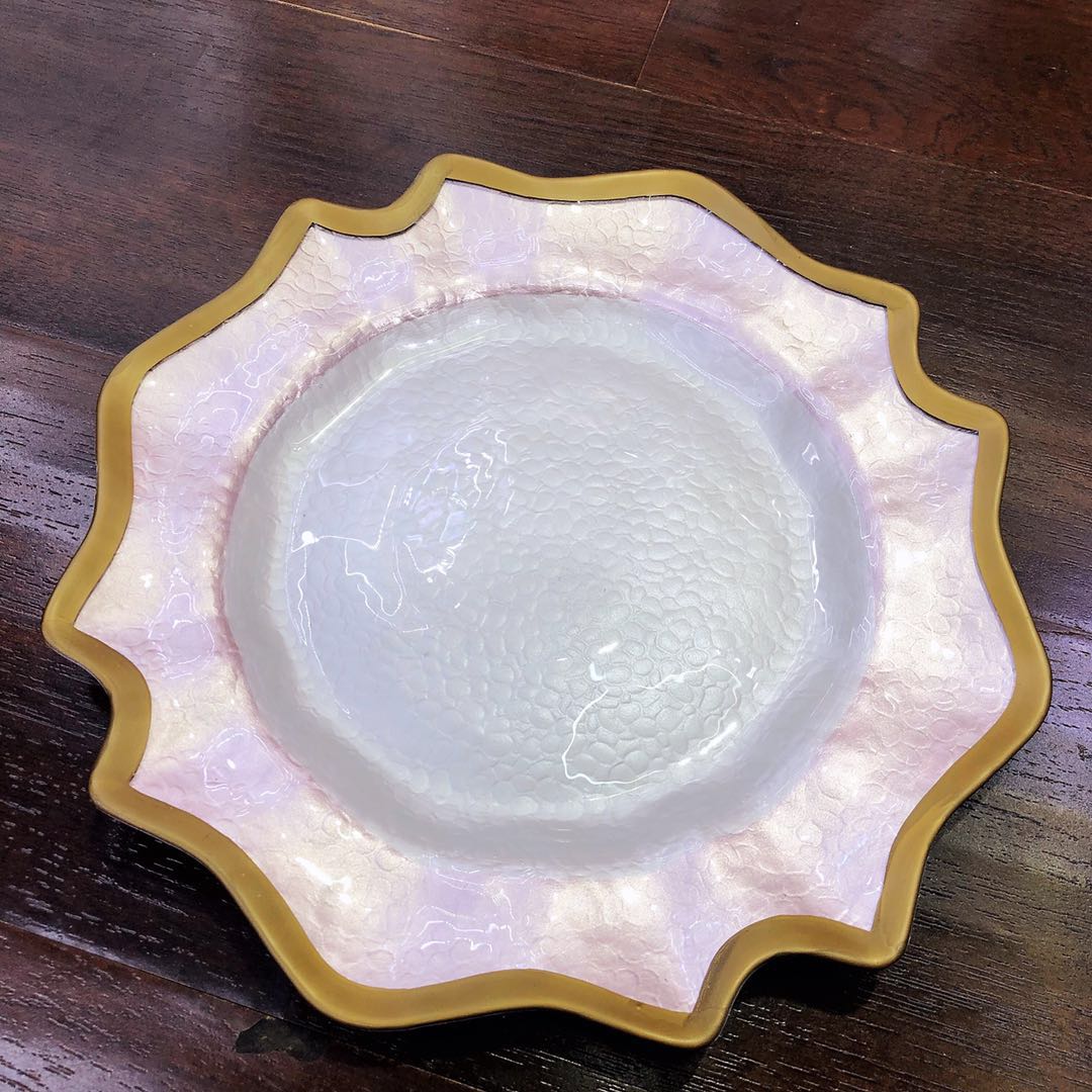 玻璃婚庆主盘家用餐具餐盘圆形托盘水果盘