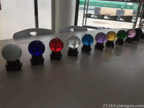 50mm， 60mm，80mm，100mm Colorful Crystal Red Yellow Blue Green Black and White Purple Lake Blue Glass Ball Decoration