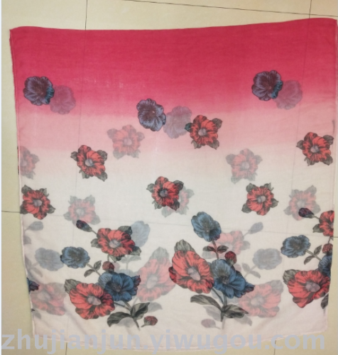 gradient two-head big flower printing pattern fashionable yarn scarf with various colors and styles l