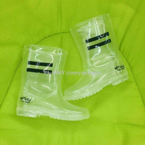Hemu Yuer Children‘s Rain Boots Non-Slip Children‘s Primary School Students Waterproof Fashion Crystal Baby Transparent Environmental Protection Baby Rain Boots