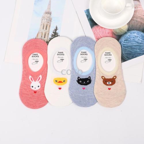 new summer rabbit cat bear contrast color invisible socks women‘s boat socks women‘s cotton short socks non-slip socks wholesale