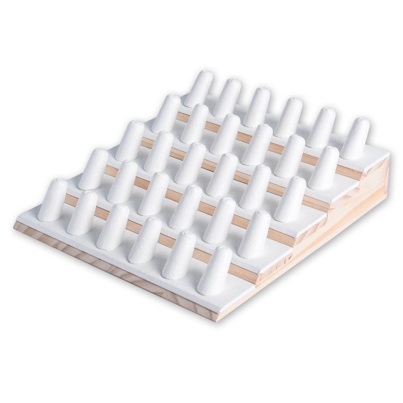 五层实木指头白色PU戒指展示道具拍照道具饰品珠宝展示道具首饰架