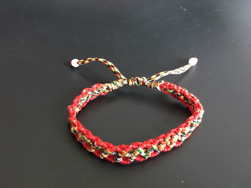 密宗手绳端午七彩绳手工编时尚结缘小朋友保平安五彩五色网状