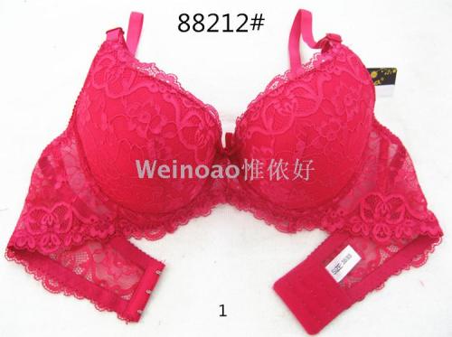 cross-border foreign trade sexy lace flower edge thin bottom thick massage bra