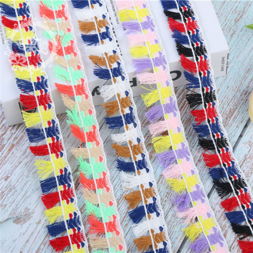 phoenix tail series 3cm wide multi-color korean chanel style ribbon jacquard eyelash tassel fringe ribbon lace accessories