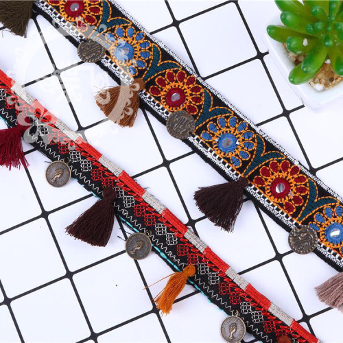 spot new ethnic beaded ribbon tassel diy clothing scarf luggage home textile accessories factory direct sales