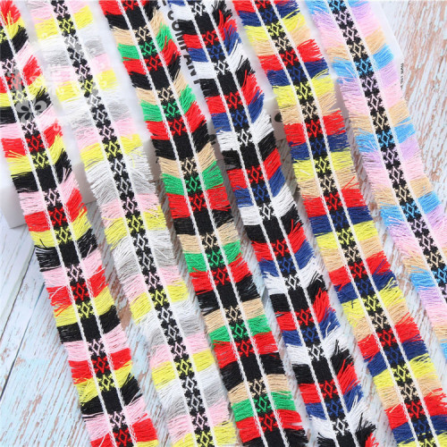phoenix tail series 3cm wide multi-color korean chanel style ribbon jacquard eyelash tassel fringe ribbon lace accessories