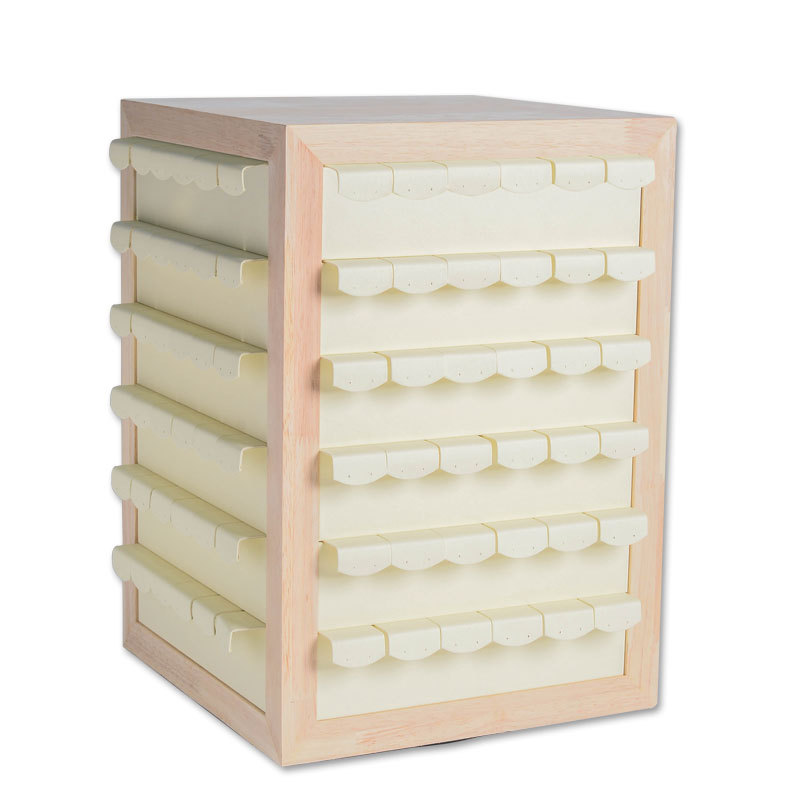 旋转实木耳钉架四面旋转柜耳环项链首饰架饰品展示架木质收纳架