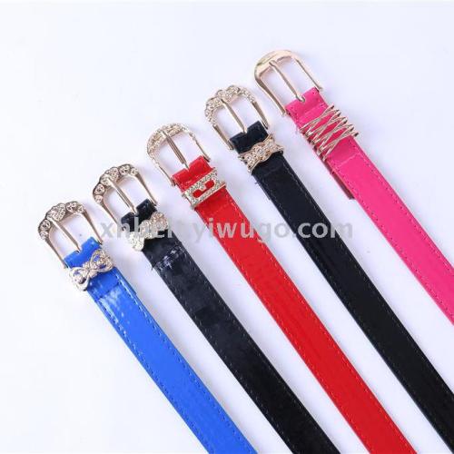 New Ladies‘ Pin Buckle Belt Fashion Simple Patent Leather Student Thin Belt Dress Pant Belt