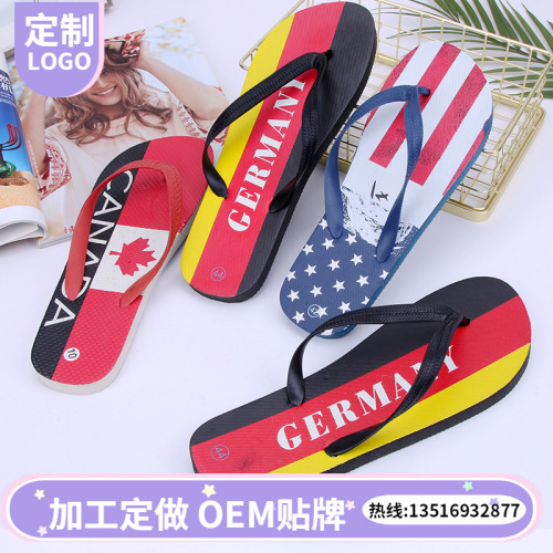foreign trade men‘s pe brazil beach flip-flops world cup flag pattern sandals source manufacturer customization