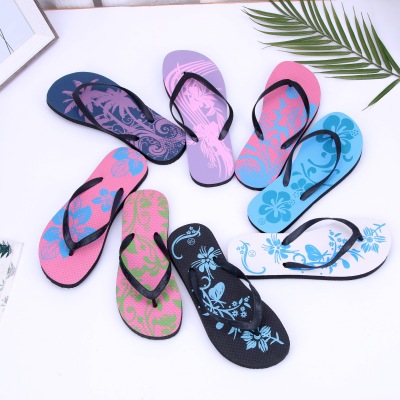 Summer Slippers Foreign Trade Black Bottom Beach Shoes for Women PE Flip-Flop Spot Source Wholesale Support Sample Customization