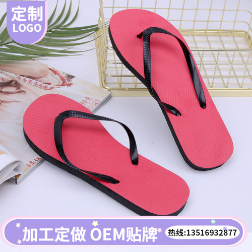 foreign trade solid color black bottom cover soft bottom flip flops running volume beach women‘s home slippers custom source manufacturer