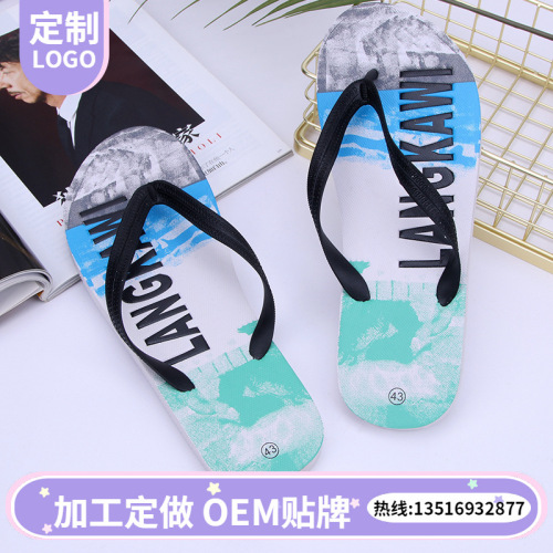 foreign trade brazil beach flip flops new printing high frequency pressure embossing men‘s sandals factory customization wholesale