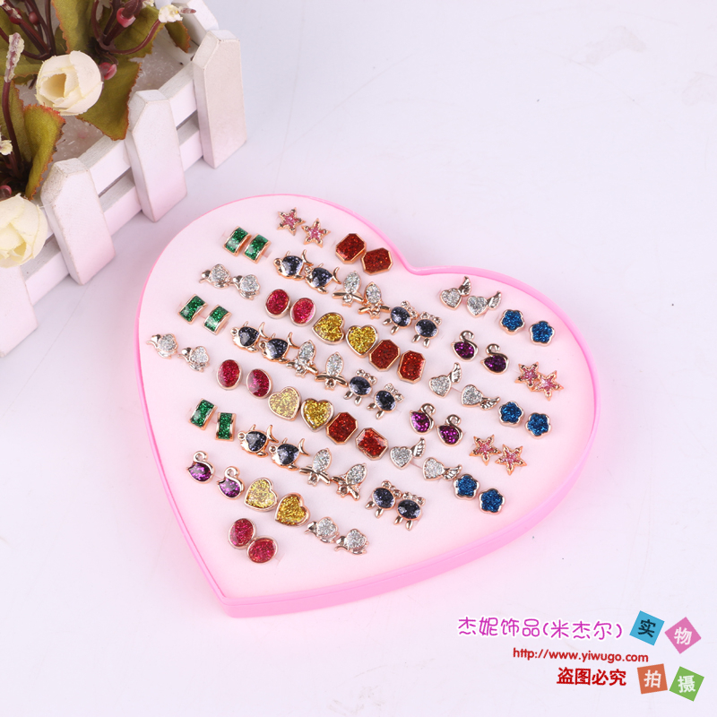 多彩高档锆石镶嵌经典韩版时尚耳钉 潮流个性耳饰 款式多样饰品