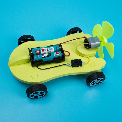 Homemade DIY Air Wind Driven Car Simple Trolley Model Power Car Elementary School Students Science and Technology Education Interest Small Production