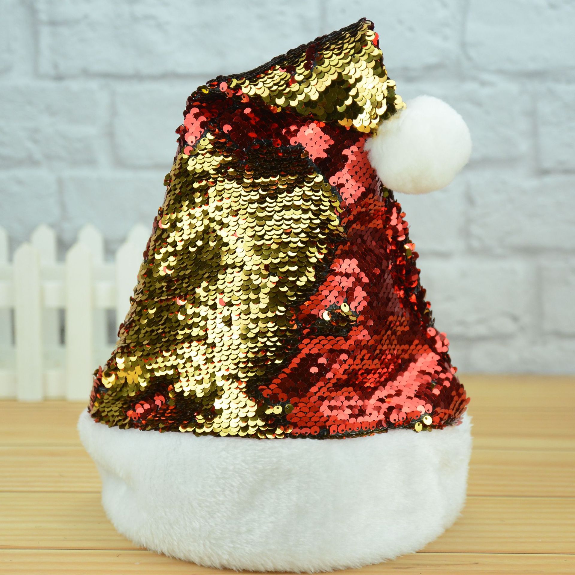 圣诞节帽子 变色亮片圣诞成人帽 圣诞节装饰品 圣诞节厂家直销