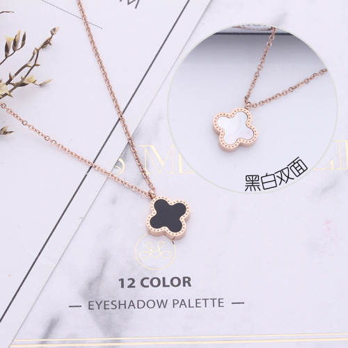 2019 fashion four-leaf clover necklace for women rose gold titanium steel clavicle chain