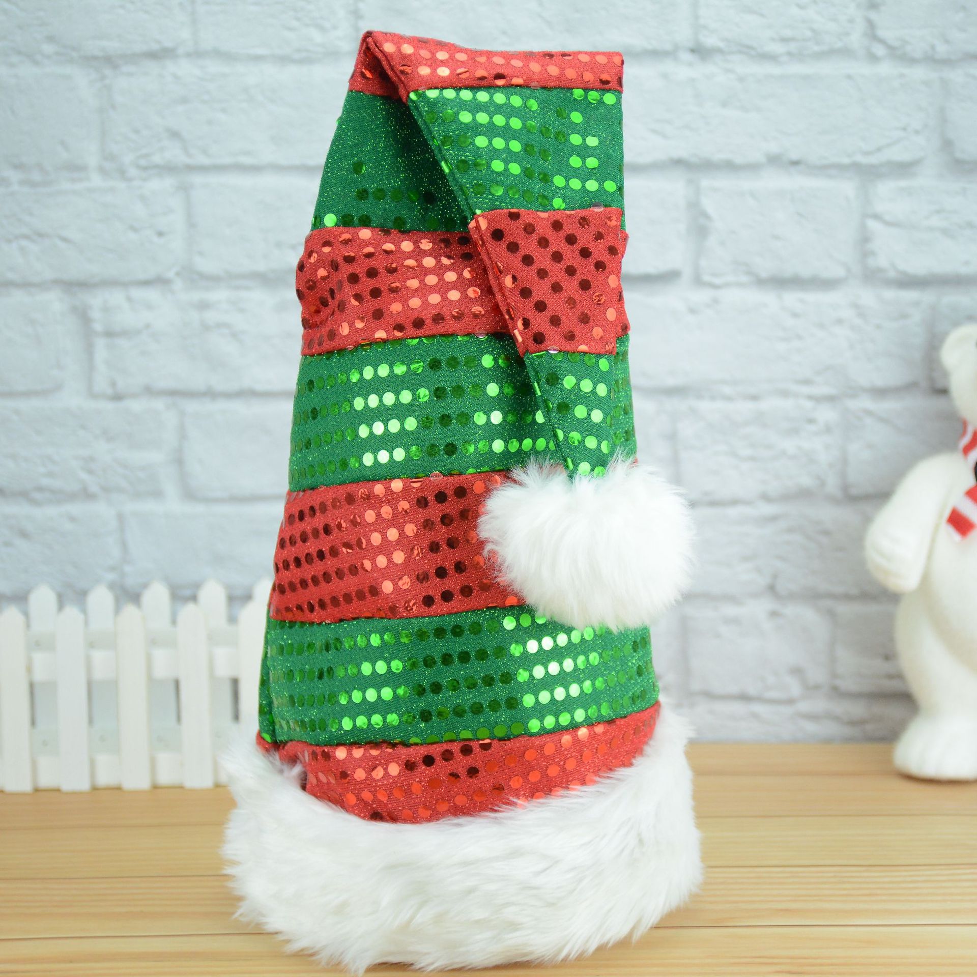 圣诞节帽子 亮片加长直边成人儿童帽 圣诞节装饰品 圣诞节日派对