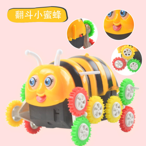 New Electric Toy Car Bee Dumptruck Automatic Flip Children‘s Electric Car Stall Toy Wholesale