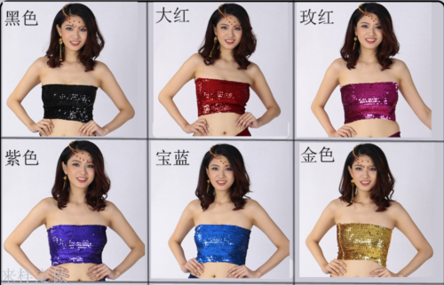 Stage Costume Sexy Sequins Tube Top Stage Wear High Elastic Anti-Exposure Wrapped Chest Sequins Performance Top