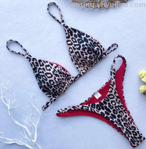 Bikini Foreign Trade New Sexy Three-Point Swimsuit Sexy Leopard Print Nylon Quality Factory Direct Sales
