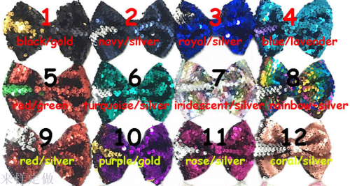 new double-sided reversible sequin bow color changing fish scale beads piece european and american headdress 20 colors