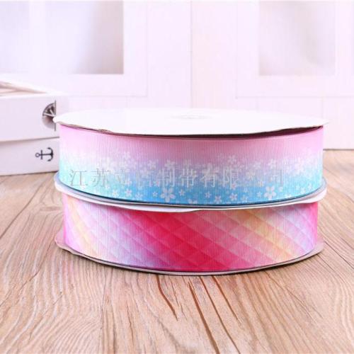lixin ribbon 4cm thermal transfer flower gradient rib belt handmade diy bow shoes and hats gift box packaging
