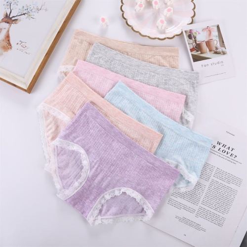 sexy lace striped cotton underwear seamless colored cotton women‘s mid-waist belly contracting hip lifting seamless beiqi wholesale