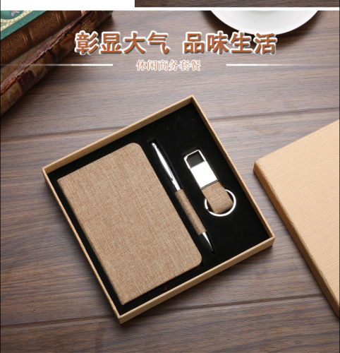 custom notebook keychain + pu metal pen + notepad custom logo company business office gifts wholesale
