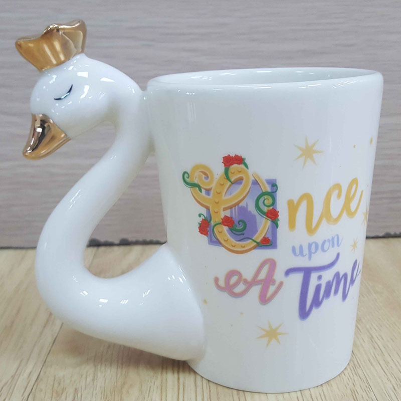 新款天鹅把手水杯 3D立体手绘陶瓷水杯 动物手柄咖啡杯子