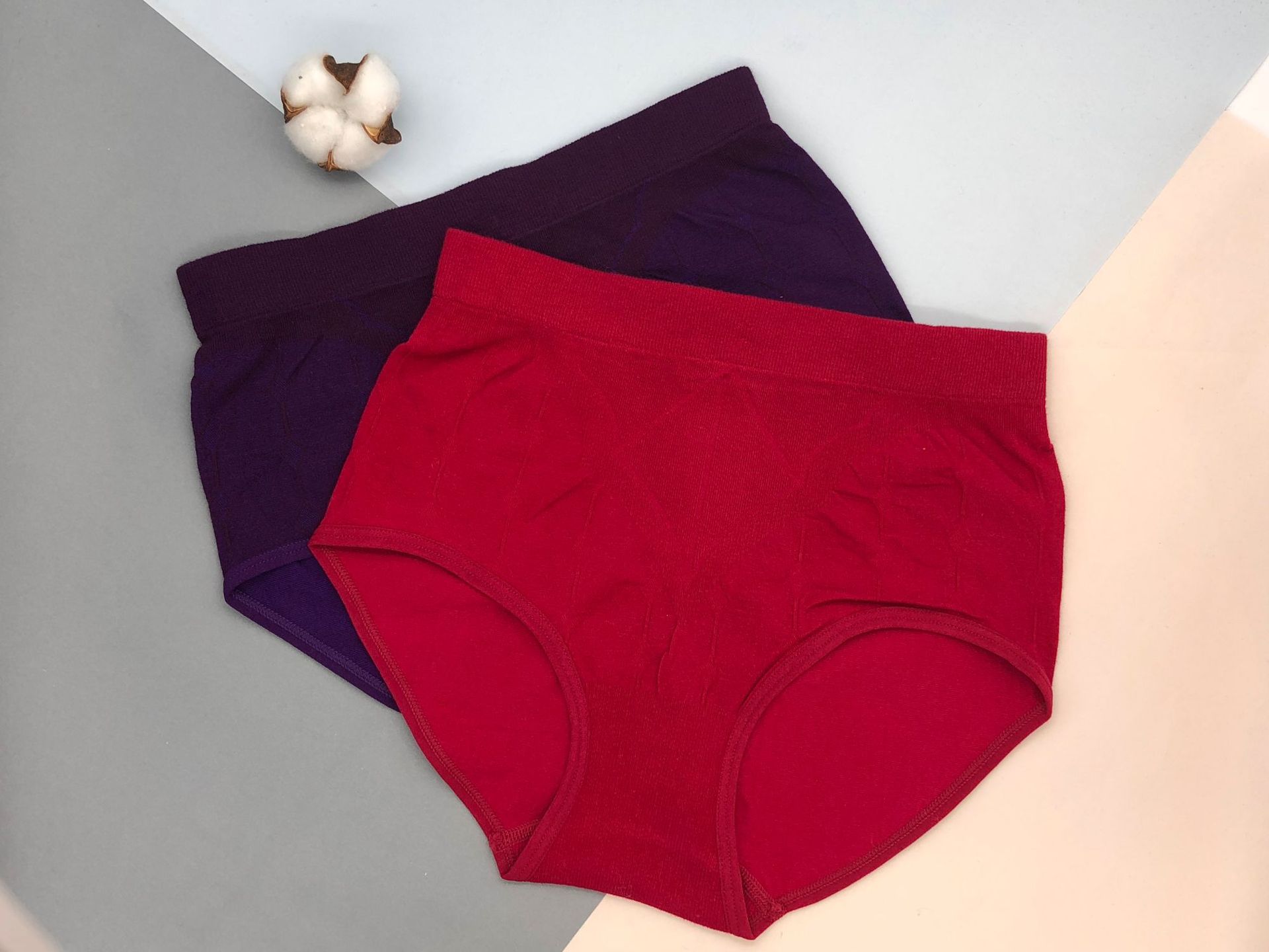 爆款思雅尔超弹女三角内裤无缝提臀中腰纯色女内裤6052