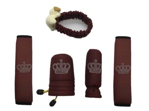 Crown Five-Piece Set interior Decoration Handbrake Sleeve Rearview Mirror Cover Gear Cover Shoulder Protective Cover