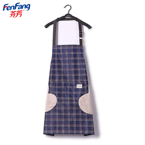 Kitchen Cooking Waterproof Apron Household Erasable Hand Housework Apron Vintage Plaid Waist in Stock 