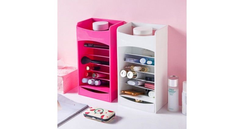 TV product cosmake lipstick Korean-style multi-level stepped cosmetic storage box organizing rack pic 5