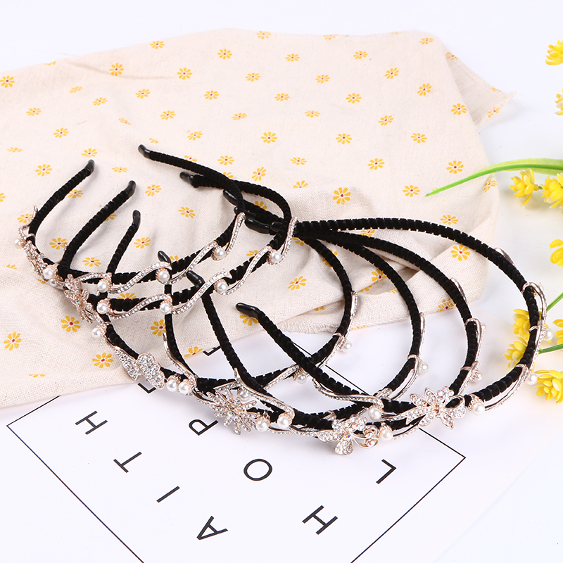 韩式水钻珍珠头饰发箍新款水晶清新甜美镶钻发卡头箍