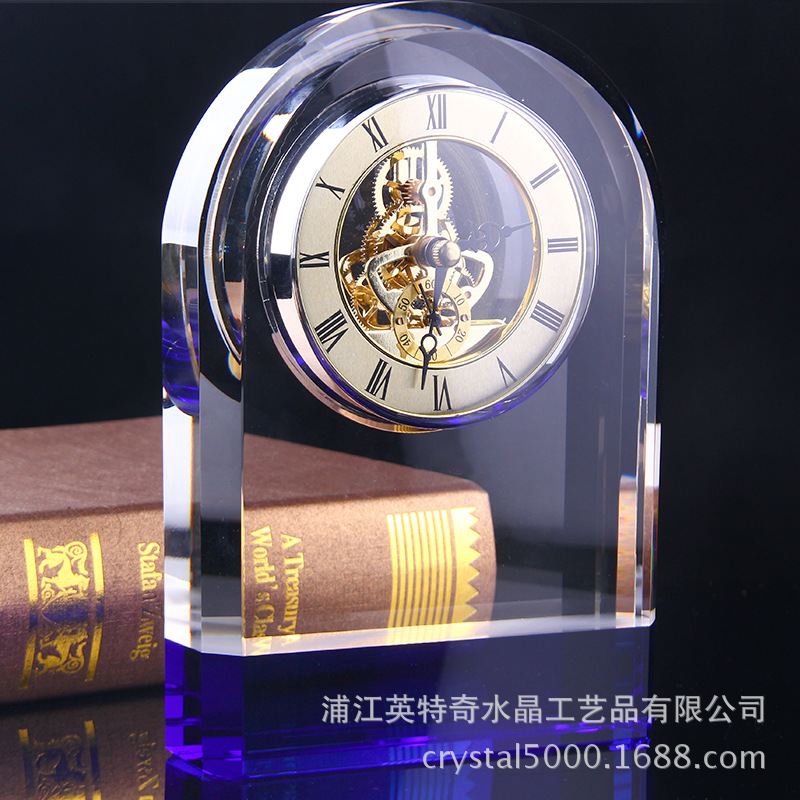厂家直销水晶工艺品摆件定制时钟  企业办公学校家居装饰用品礼品