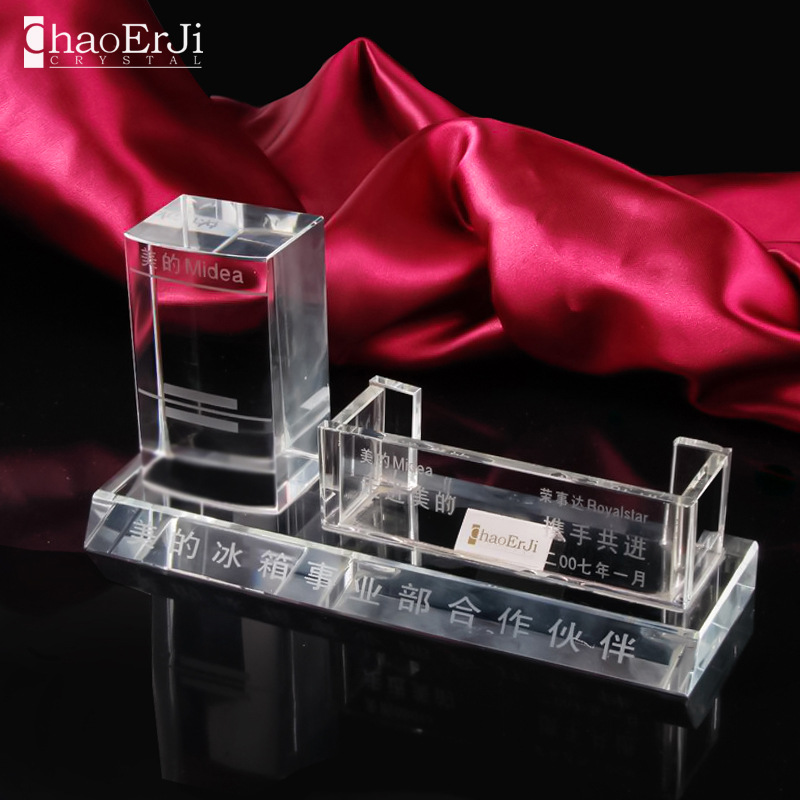 厂家批发 企业办公定制K9水晶工艺品三件套 创意商务学校礼品摆件