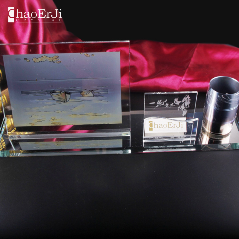 厂家直销办公三件套水晶工艺品摆件  定制企业学校庆典创意礼品
