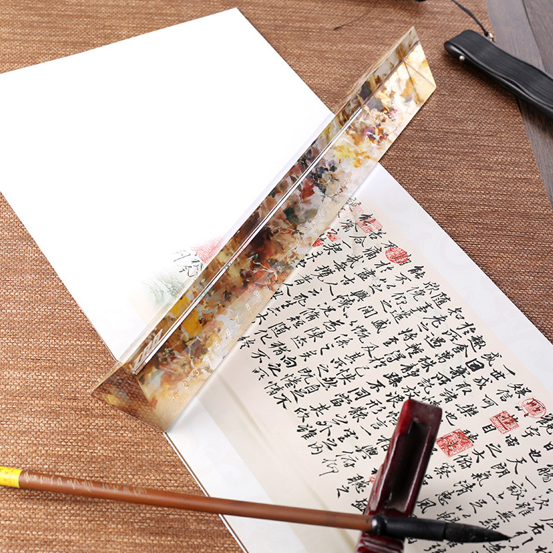 水晶三角镇尺镇纸 古典创意彩印个性水晶摆件 同学聚会纪念礼品