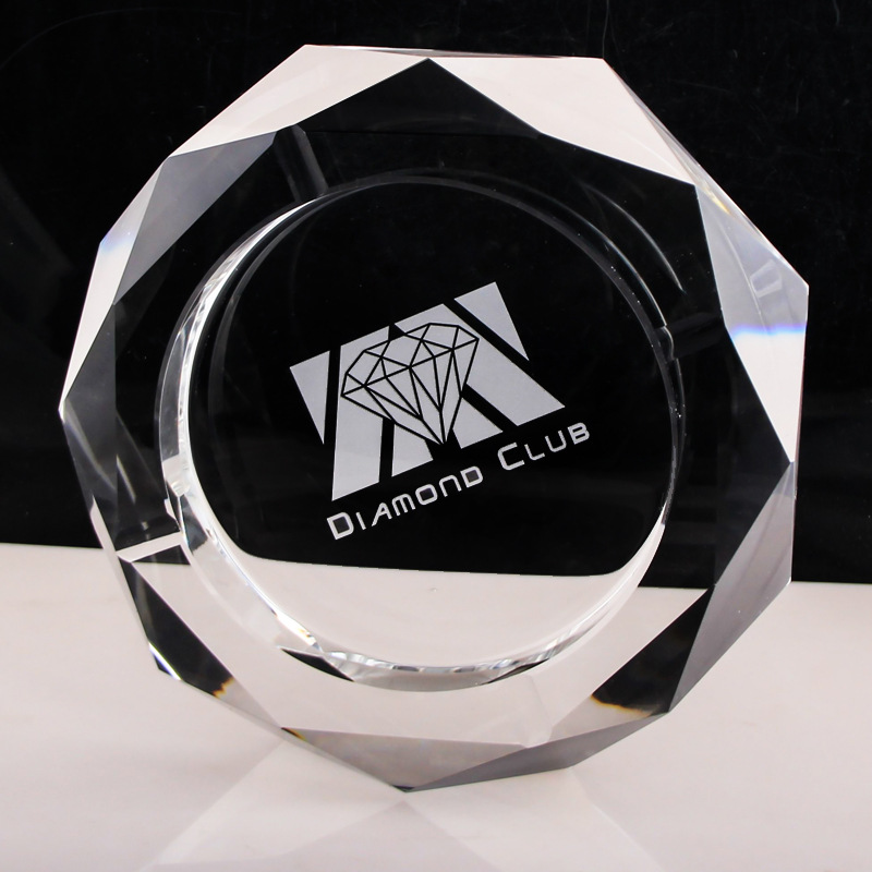 水晶烟缸厂批发双层八角水晶烟缸广告创意烟灰缸摆饰工艺礼品定制