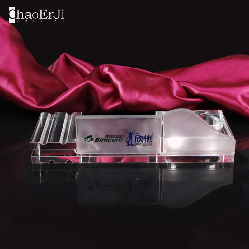 厂家供应水晶办公二件套摆件 纪念礼品 可定制各种logo图案 模型