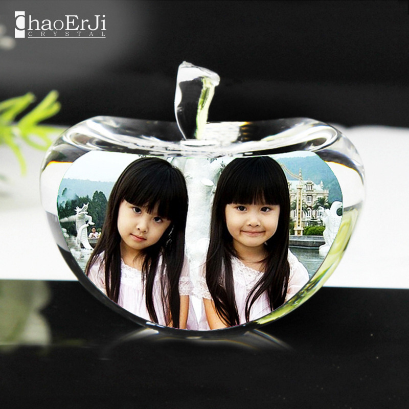 厂家供应水晶苹果 个性定制照片diy 送女生生日创意工艺品礼品