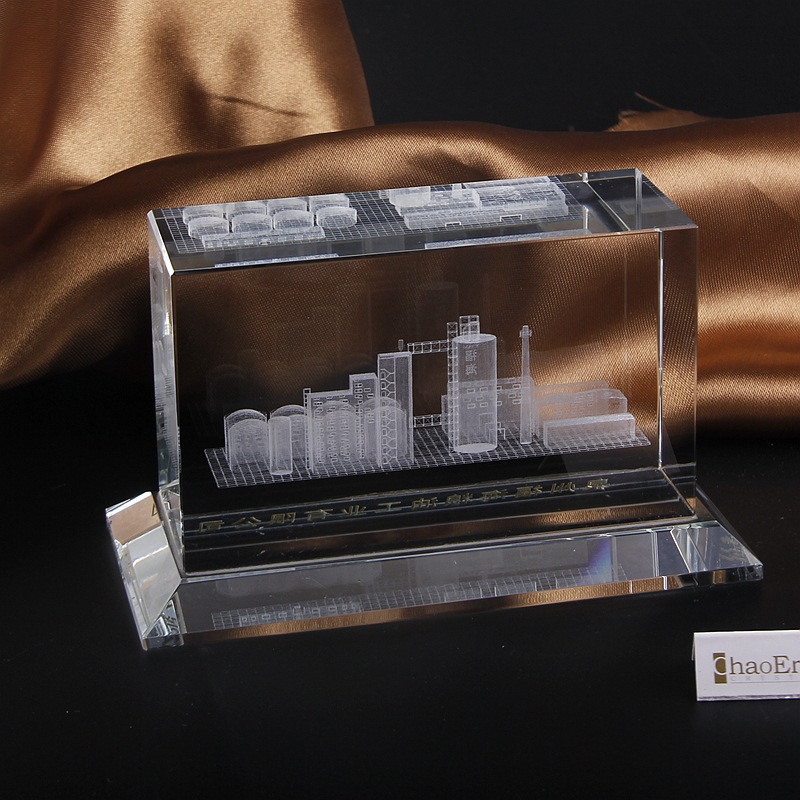 水晶方体3D内雕 房模定制楼盘开业纪念礼品 精美旅游赠品家居摆件
