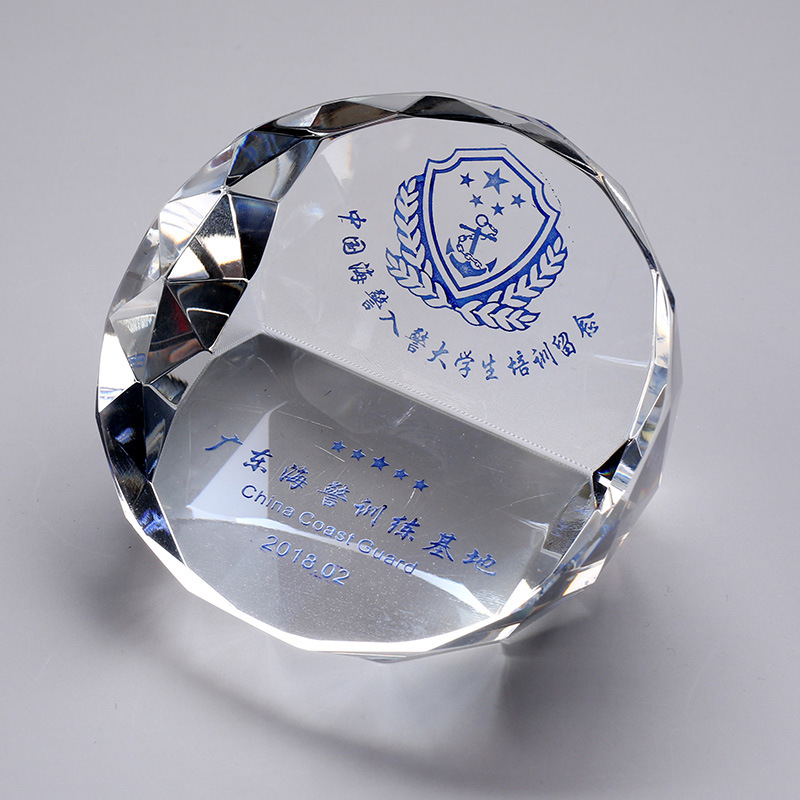 厂家定制logo水晶斜面球镇纸摆件 学校学生毕业创意同学纪念礼品