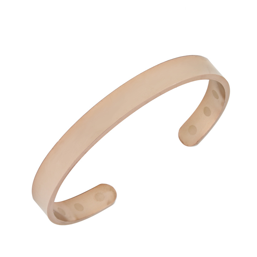 亚马逊分销情侣手环铜电镀玖瑰金欧美开口手镯磁性保健手镯手饰