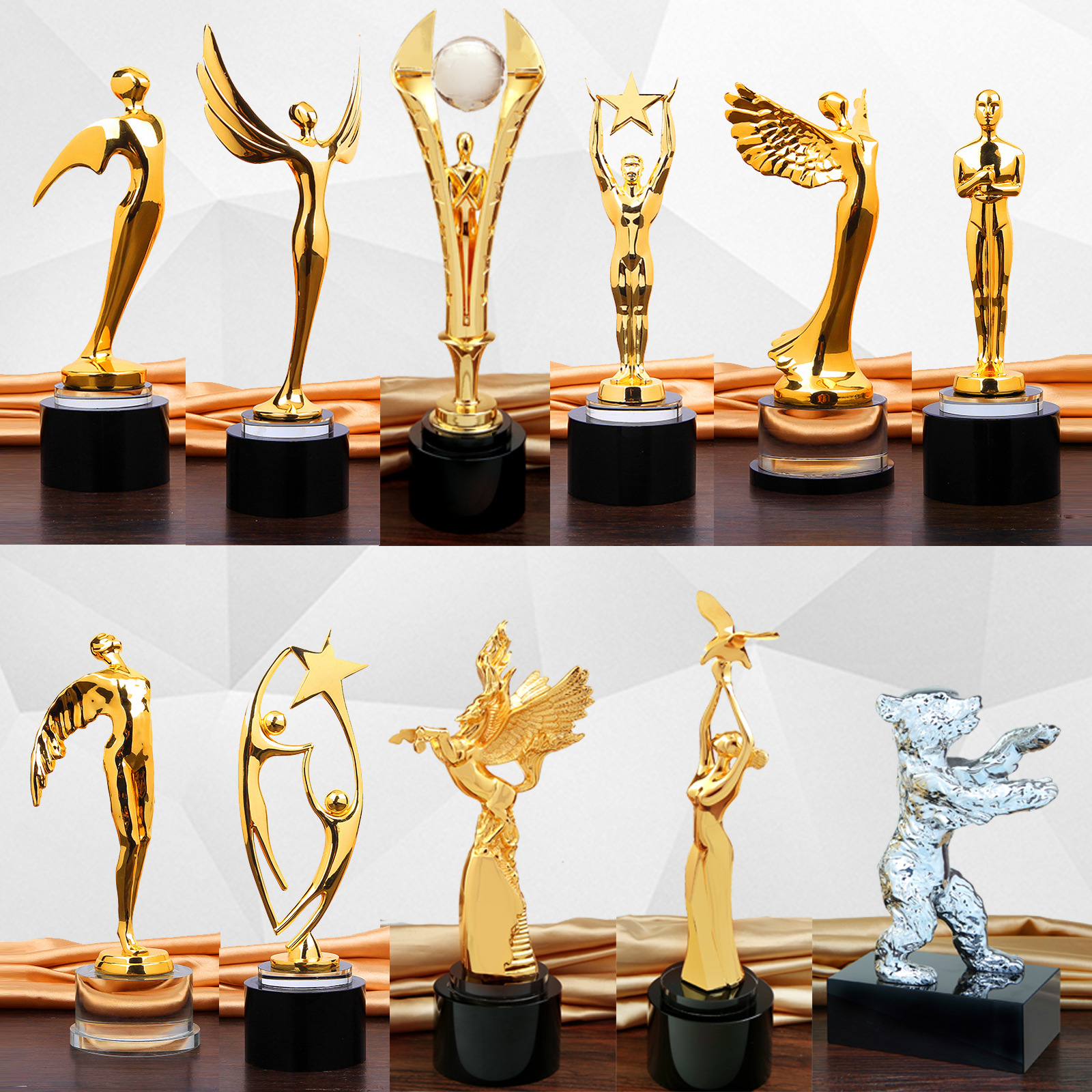 水晶奖杯定制高档金属奖杯奥斯卡小金人创意奖杯奖牌五角星颁奖