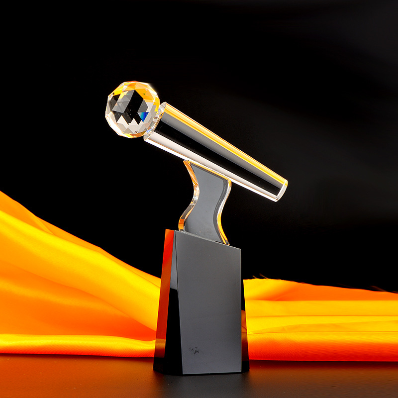 创意水晶奖杯主持演讲唱歌比赛话筒音乐奖杯各种赛事活动奖杯定制