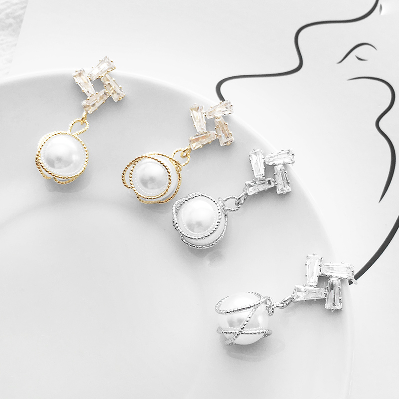 925纯银珍珠耳钉女大气质长款耳环显脸瘦百搭简约锆石耳坠防过敏