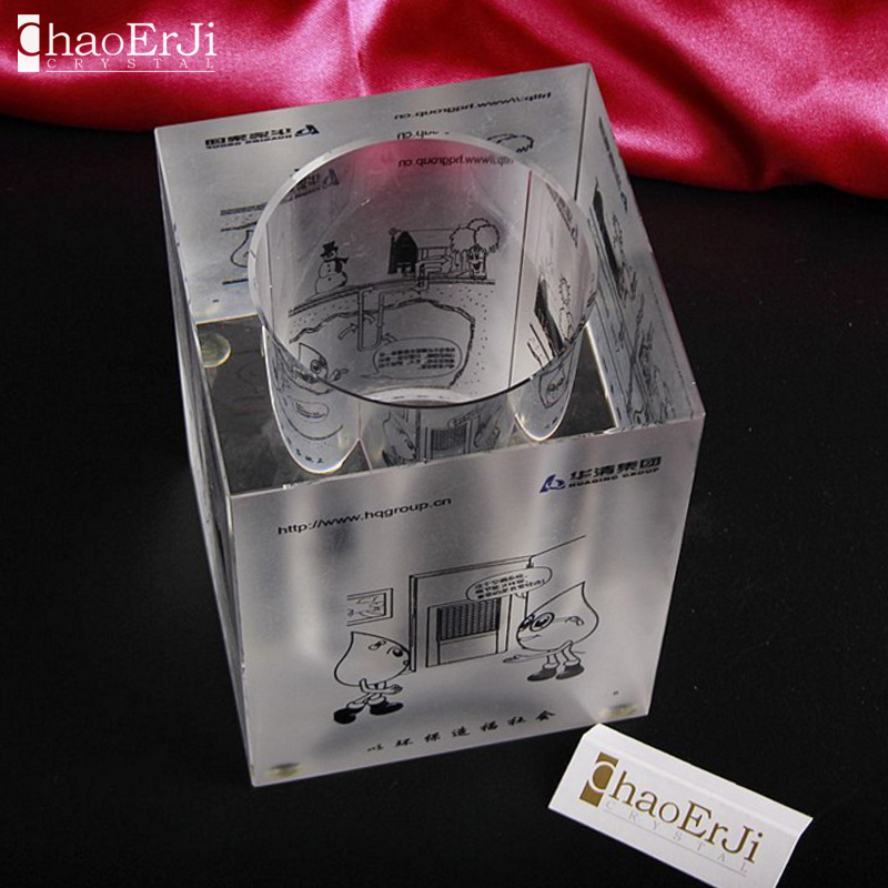 英特奇厂家批发免打磨彩印K9水晶笔筒 送同学老师礼品图案定制