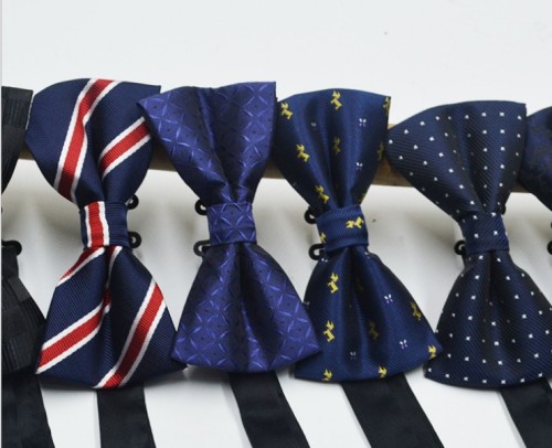 Bow Tie Men‘s Polyester Silk Jacquard Bow Tie Dark Cell Fine Grain Bow Tie Korean Style British Wedding Bow Tie Factory Wholesale